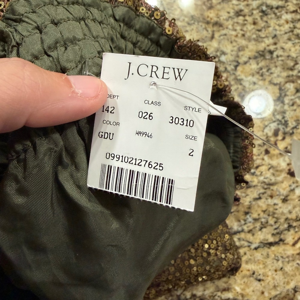NEW J.Crew Bronze Gold Sequin Mini Skirt Elastic Waist Holiday Party Size 2 ws - Picture 3 of 5
